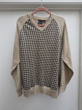 Anchor Blue Sweater XL Eclectic Grandpa Y2K Vintage Houndstooth Grunge